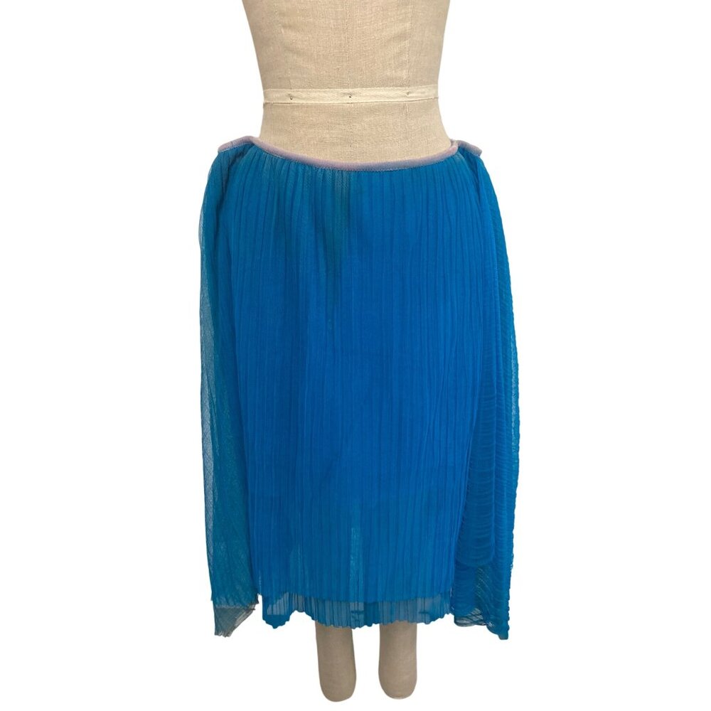 Vintage Shaw Benitez Blue Pleated Asymmetrical Skirt Made In Italy